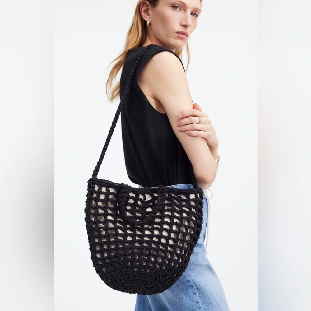 Madewell The Crocheted Crossbody Tote Shoulder Bag in Bright Poppy Red - Picture 12 of 12